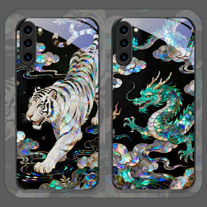 Phone Cases For Samsung S22 - Stylish Tiger Dragon Marble Texture Printed