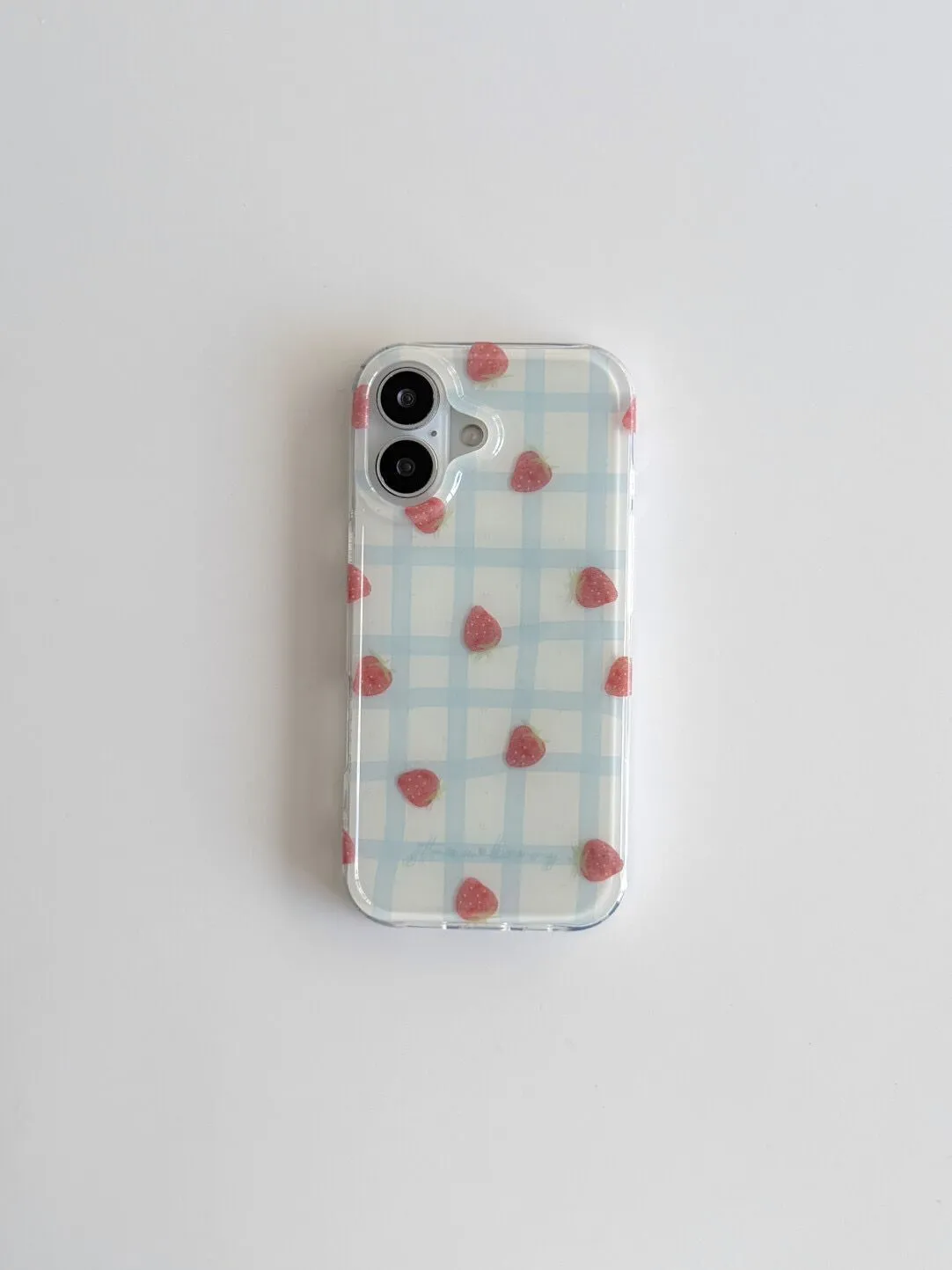 Phone Cases Blue - Fresh Blue Grid Pattern Strawberries Luxury