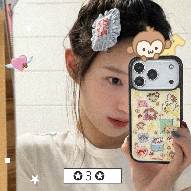 Phone Cases Blue - Korean Ins Blue Yellow Monkey Banana