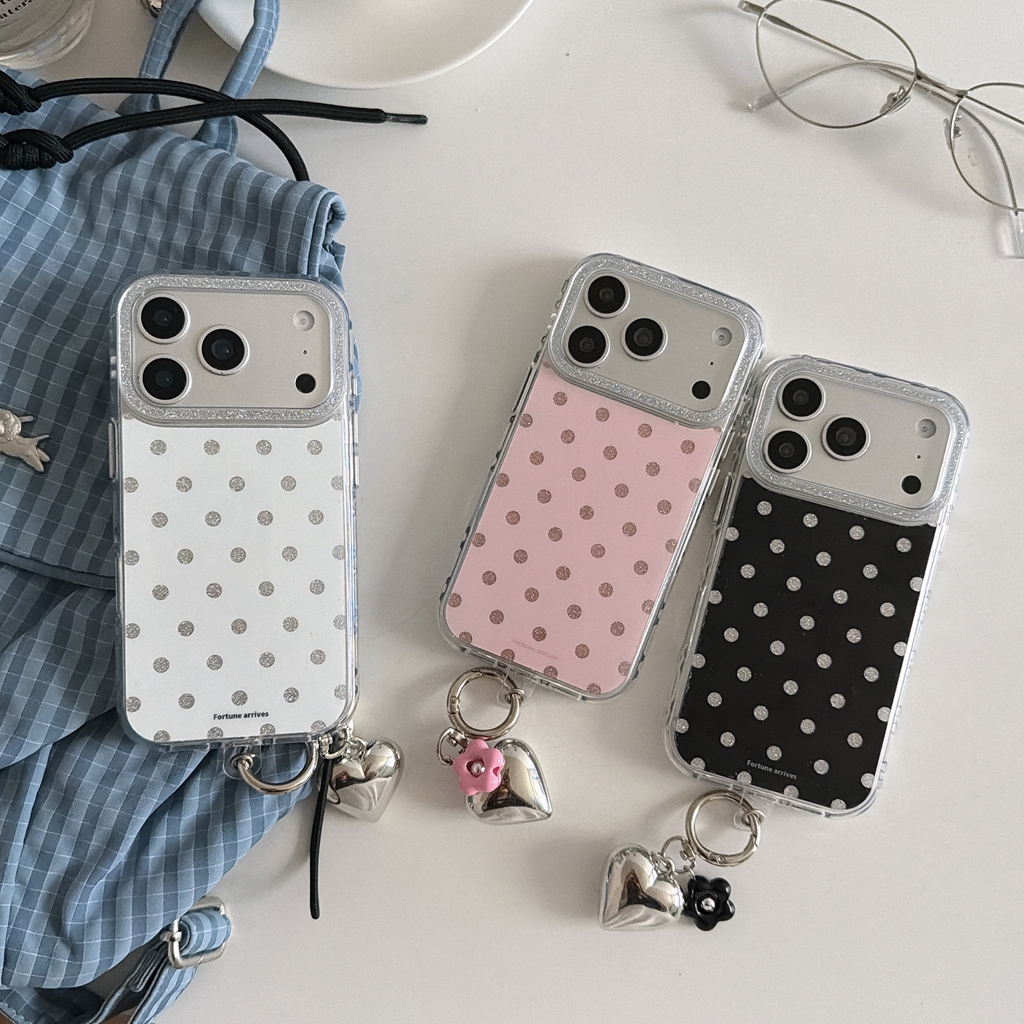 Glitter Shockproof Case - Creative Minimalist Polka Dot Glitter Frame