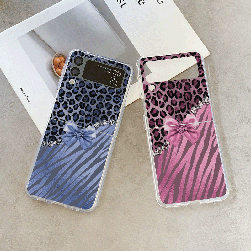 Phone Cases Blue - Creative Pink Blue Bow Leopard Printed