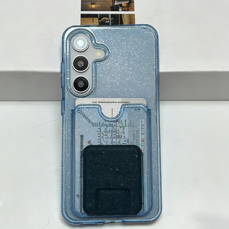 Glitter Shockproof Case - Glitter Transparent Card Wallet Case For