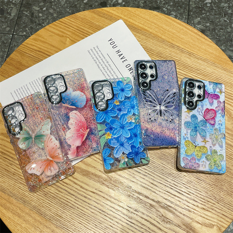 Luxury Oil Painting Flowers Bu - Glitter Shockproof Case reseña y precio