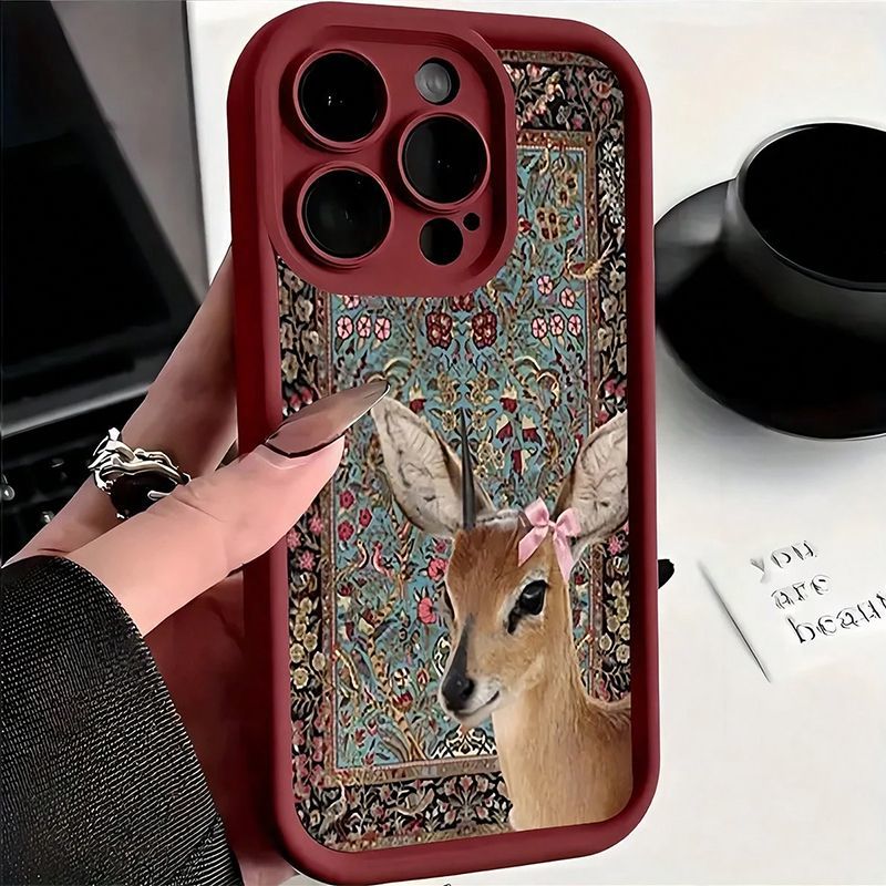 Wine Red Tapestry Deer Print C - Phone Cases Red Deer reseña y precio