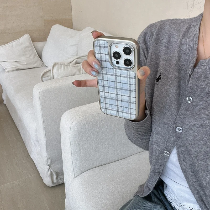 Korean Ins Epoxy Blue Plaid Pa - Phone Cases Blue reseña y precio