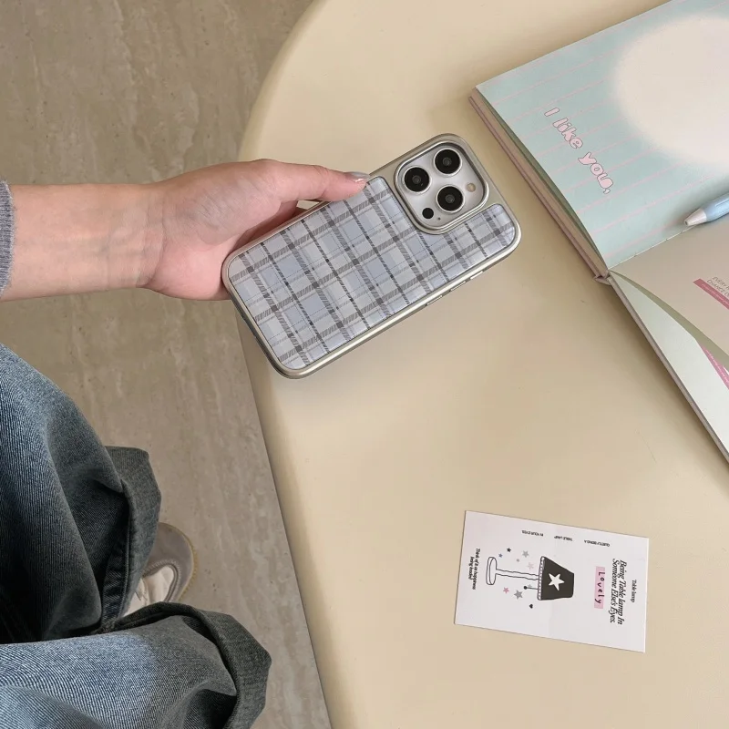 Korean Ins Epoxy Blue Plaid Pa - Phone Cases Blue reseña y precio