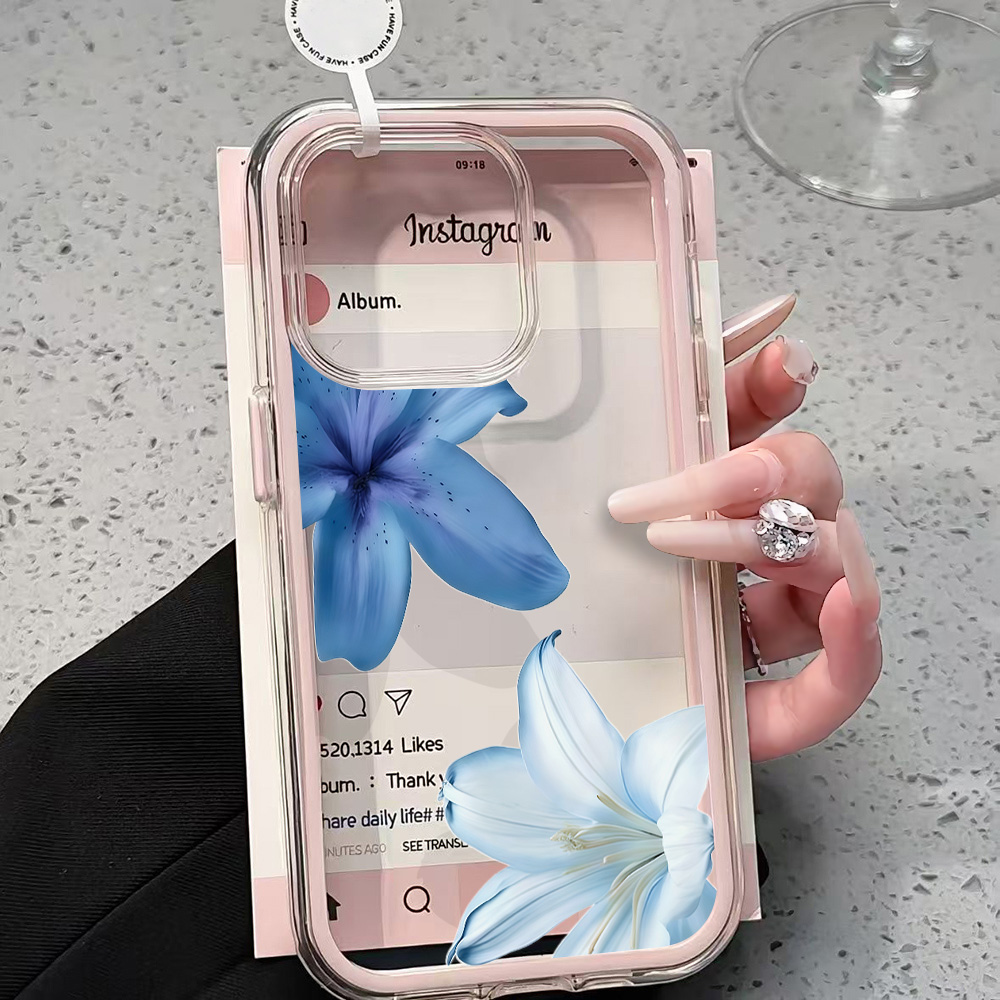 Blue Lily Flower Clear Phone C - Phone Cases Blue reseña y precio