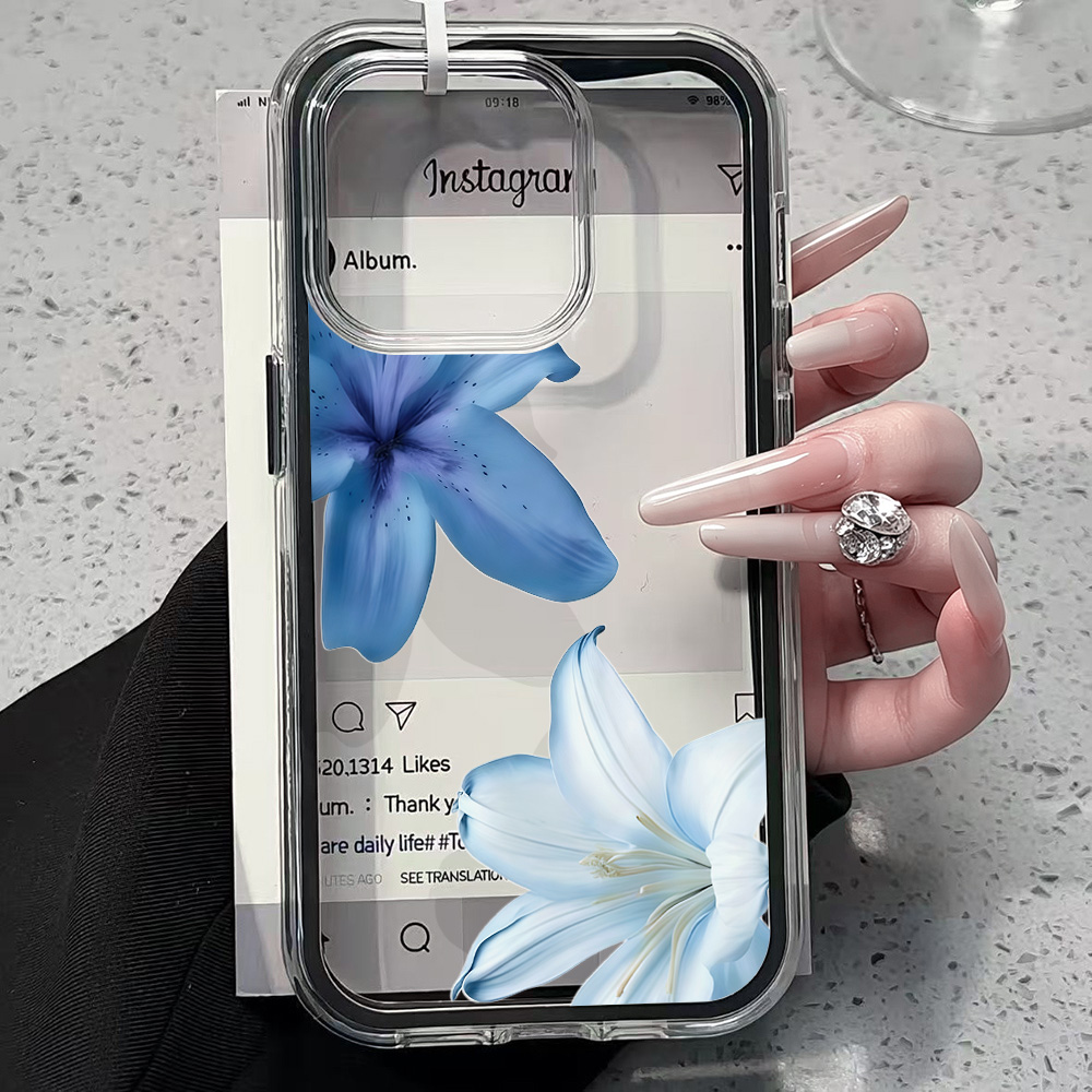 Blue Lily Flower Clear Phone C - Phone Cases Blue reseña y precio