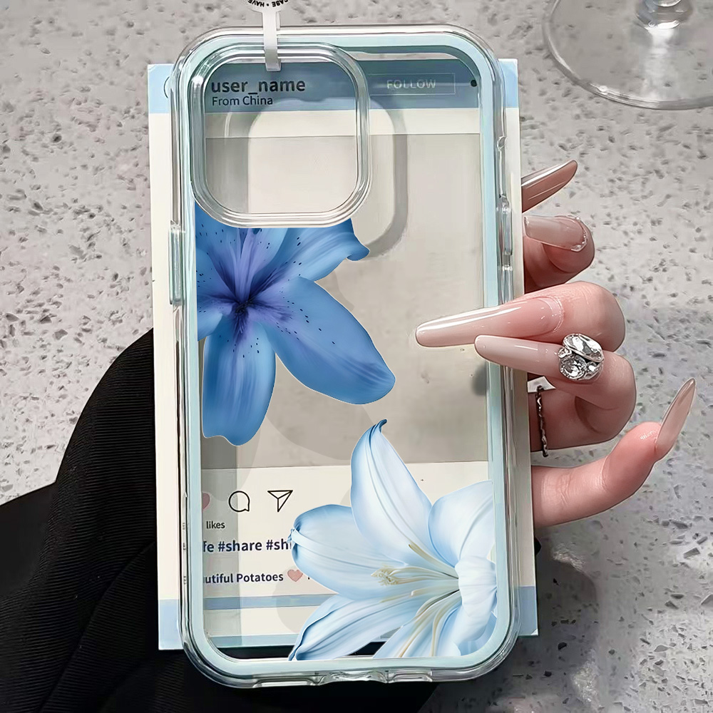 Blue Lily Flower Clear Phone C - Phone Cases Blue reseña y precio