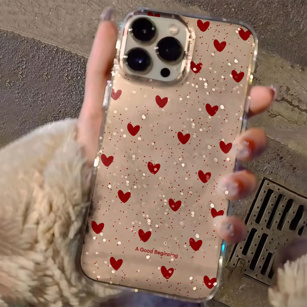 Pink Love Heart Clear Glitter  - Glitter Shockproof Case reseña y precio