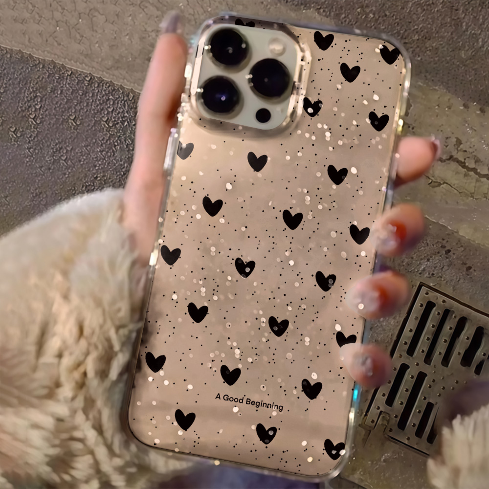 Pink Love Heart Clear Glitter  - Glitter Shockproof Case reseña y precio