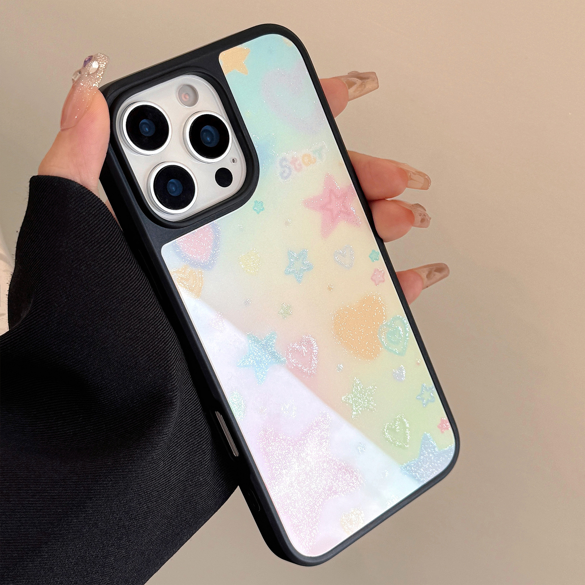 Korean Black Frame Glitter Gra - Glitter Shockproof Case reseña y precio