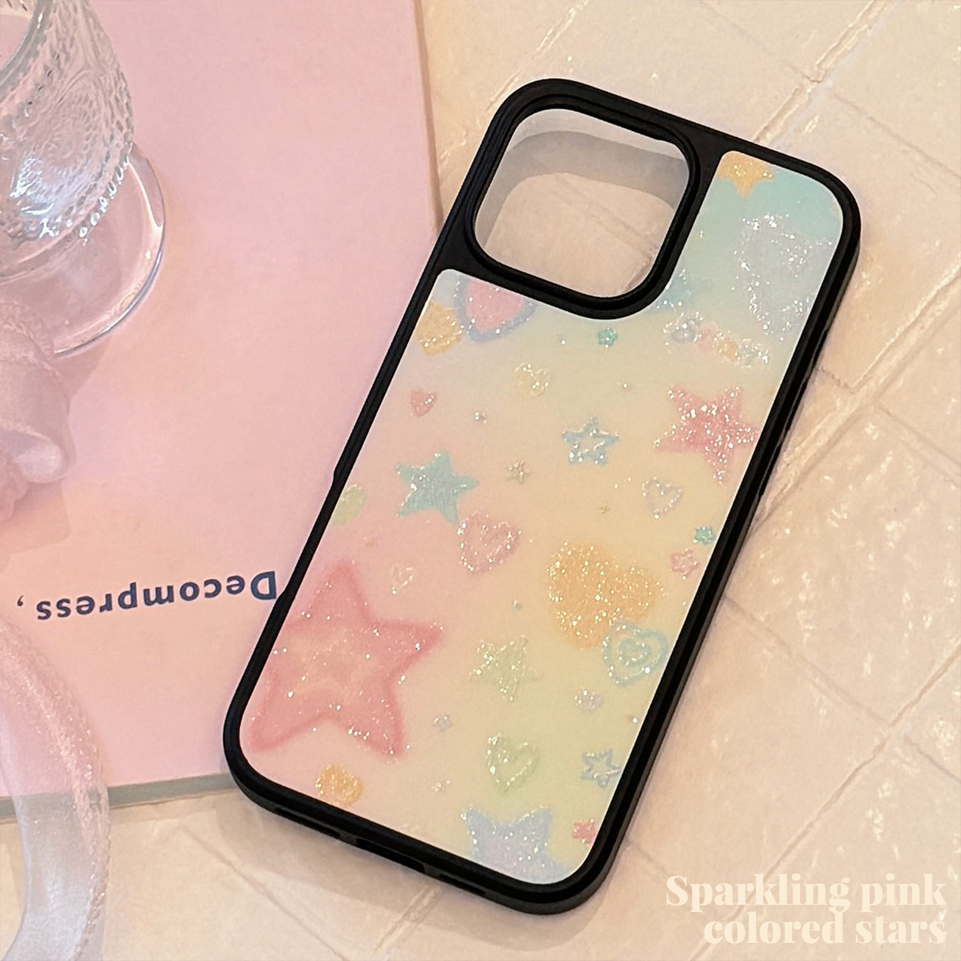 Korean Black Frame Glitter Gra - Glitter Shockproof Case reseña y precio