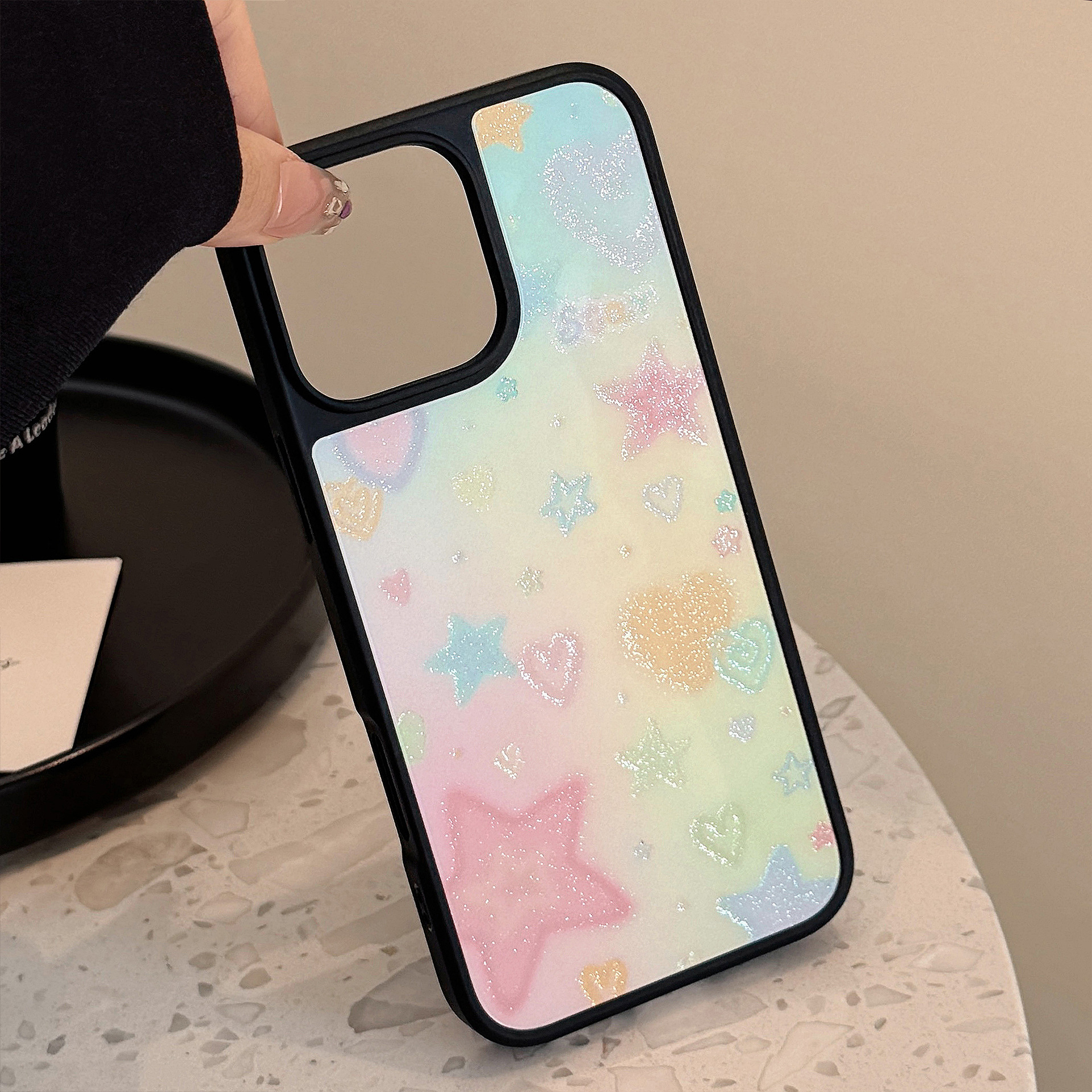 Korean Black Frame Glitter Gra - Glitter Shockproof Case reseña y precio