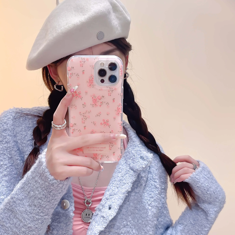 Pink and Blue White Flowers Fl - Phone Cases Blue reseña y precio