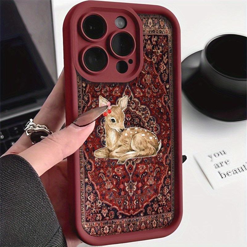 Vintage Red Floral Deer Patter - Phone Cases Red Deer reseña y precio