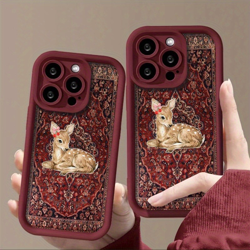 Vintage Red Floral Deer Patter - Phone Cases Red Deer reseña y precio