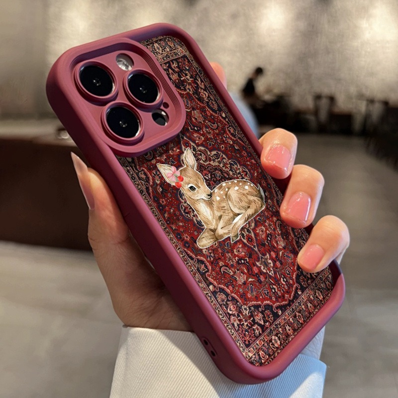 Vintage Red Floral Deer Patter - Phone Cases Red Deer reseña y precio