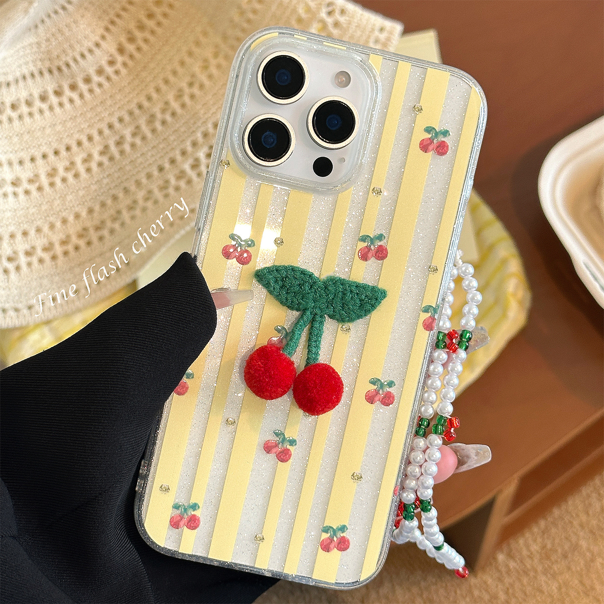 Korean Striped Glitter 3D Cher - Glitter Shockproof Case reseña y precio