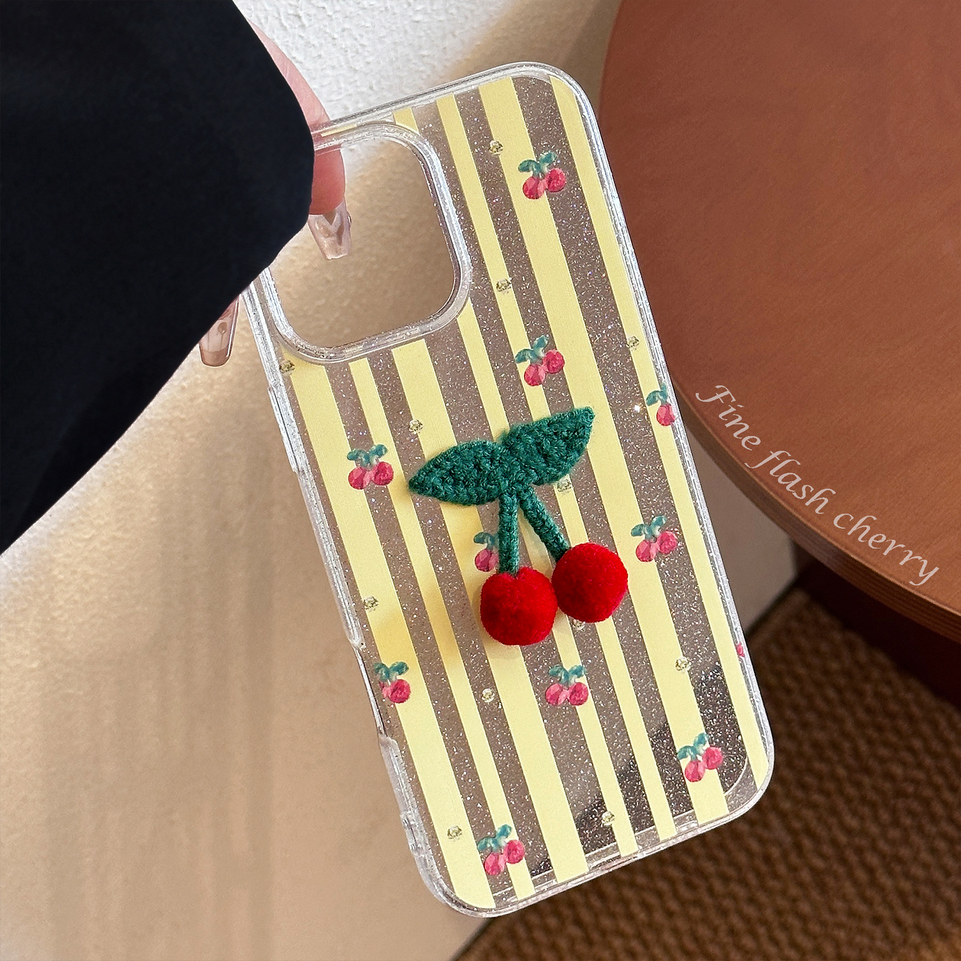 Korean Striped Glitter 3D Cher - Glitter Shockproof Case reseña y precio